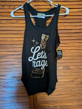 Tipsy Elves NWT Let's Rage Black Graphic Racerback Tank Size S
